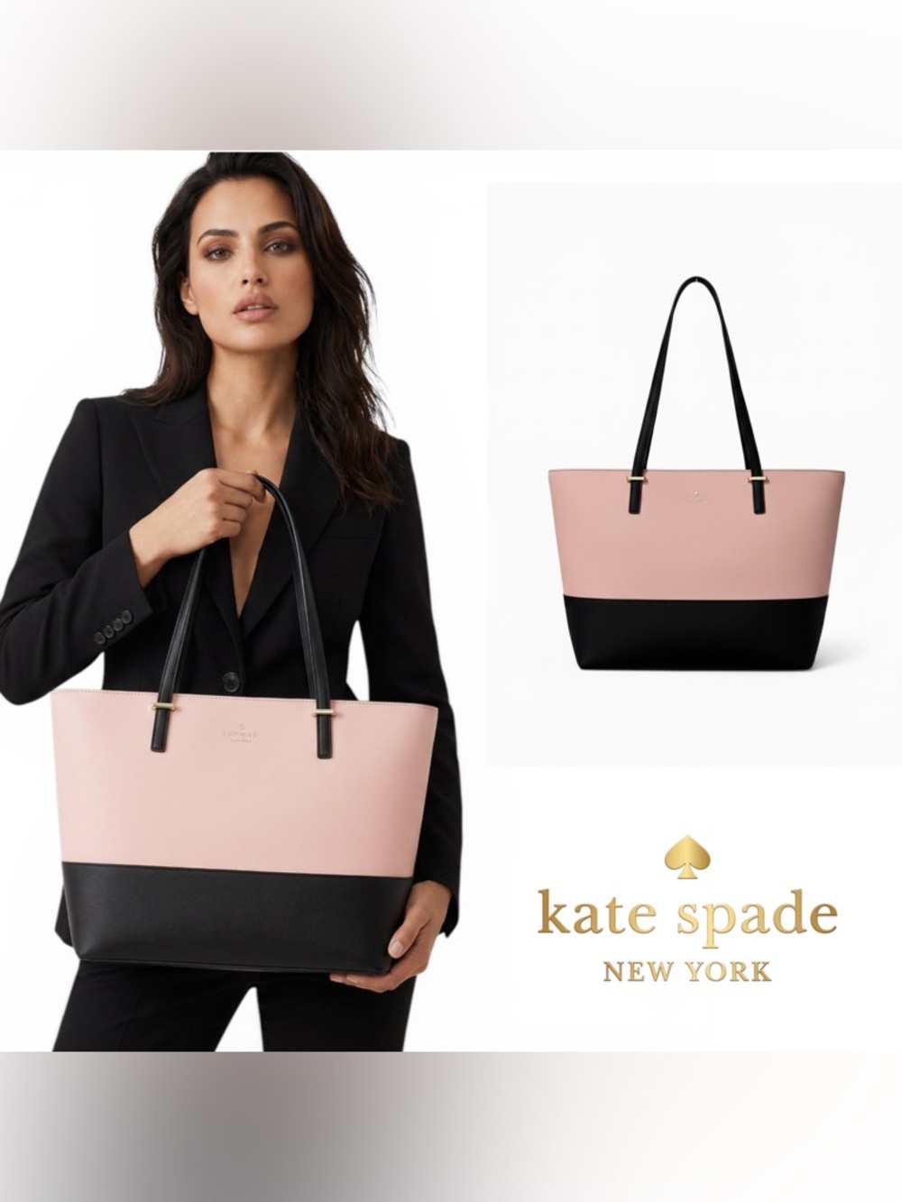 Kate Spade Cedar Street Small Harmony Colorblock Pink Black Tote Shoulder Bag